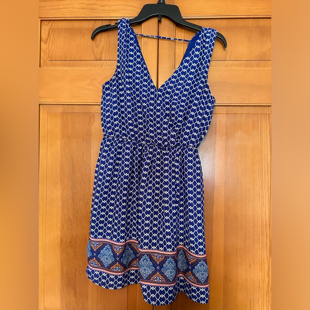 One Clothing, blue printed, medium dress